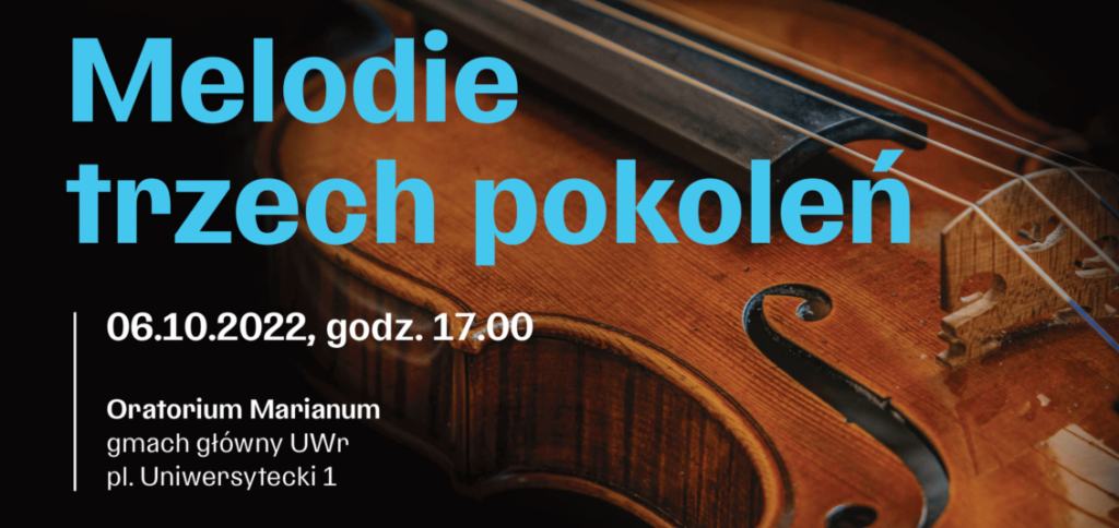 Plakat "Melodie trzech pokoleń" promujący koncert w Oratorium Marianum.